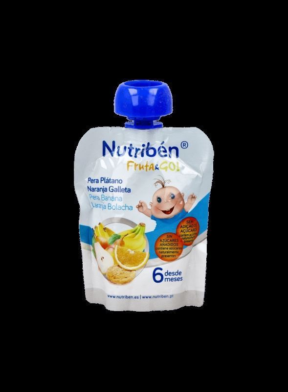 Nutriben Fruta&Go Pera, Platano, Naranja Y Galleta 90G - Imagen 1